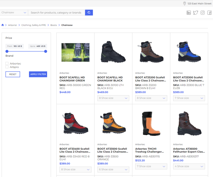 Screen shot of an actual product brand portal
